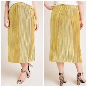 Maeve by Anthropologie Gold stretch midi skirt sz 2